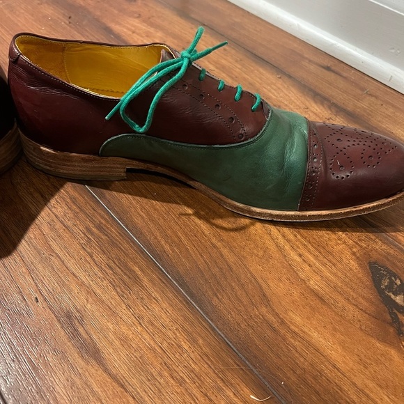 Undandy Leather Wingtip Oxford Dress Shoes Size 44 Brown Green w Matching Laces - Picture 5 of 13